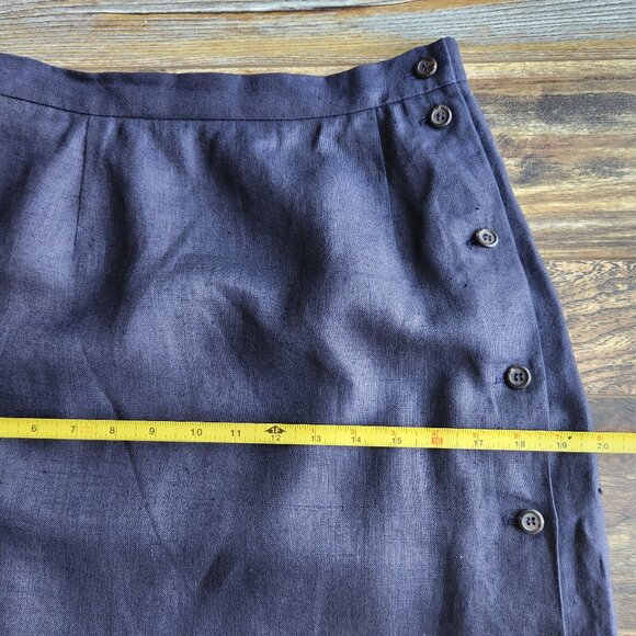 Vintage Ralph Lauren Blue Label USA Linen Side-Button Midi Pencil Skirt Blue - Picture 11 of 12